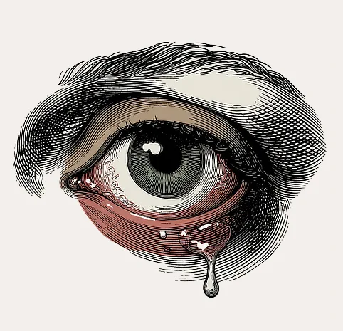 tränendes Auge nach konjunktivaler Allergenprovokation